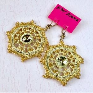 Betsey Johnson ‘Patina’ Gold Woven LG Earrings NWT/HTF!